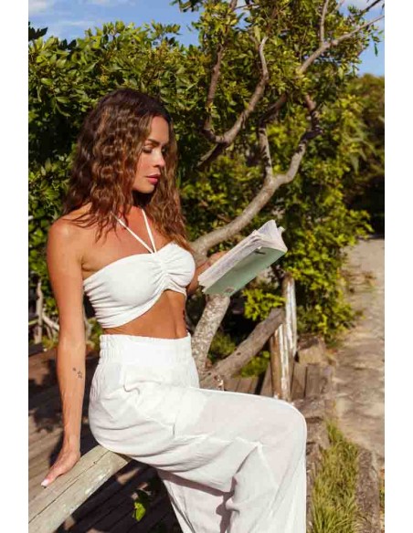 Calça visco linho branco