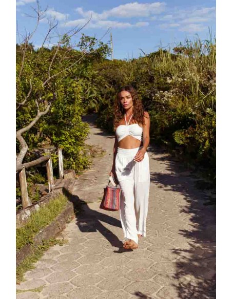 Top em visco linho branco