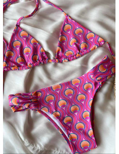 Top cortininha + calcinha borboleta estampa Acapulco