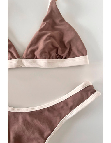 Biquini top fixo e calcinha asa delta marrom...