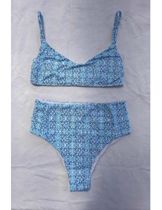 Biquini top regata + calcinha hotpant estampa Bingin