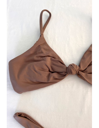Biquini top nó + calcinha asa delta cappuccino