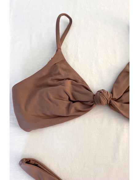 Biquini top nó + calcinha asa delta cappuccino