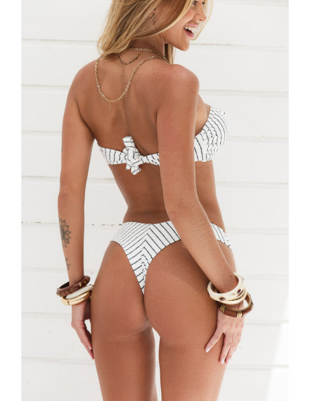 Biquini listrado textura tomara quê caía + calcinha asa delta