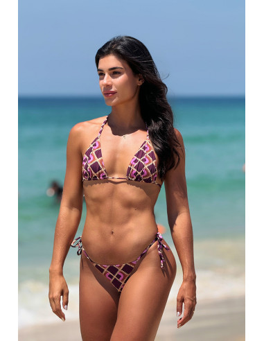 Biquini top triângulo + calcinha lacinho Mosaico