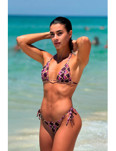 Biquini top triângulo + calcinha lacinho Mosaico